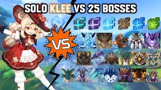 Solo C0 Klee Blossoming Starlight vs 25 Bosses Without Food Buff | Genshin Impact