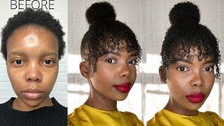 HOW TO DO A BUN AND BANGS ON SHORT NATURAL 4C HAIR| NO GLUE| NO HEAT|CLIP INS