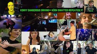 KONVY DANGEROUS DRIVING + N3ON SWATTED REPEATEDLY! #n3on #konvy #adinross