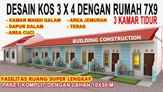 DESAIN KOS KOSAN 3X4 M || Kamar Mandi Dalam, Dapur, Jemuran & Ruang Cuci