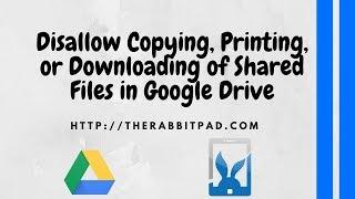 Sharing Files in Google Drive: Prevent Copying, Printing, and Downloads