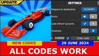 *NEW CODES* [RACE DEALER] Car Dealership Tycoon ROBLOX | LIMITED CODES TIME | JUNE 29, 2024