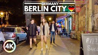  A Long Night Walk in the Streets of Berlin, Germany Walking Tour in 4K