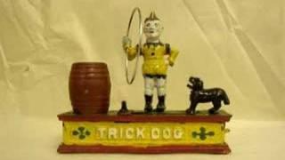 Repro Hubley Trick Dog Clown Cast Iron Mechanical Bank