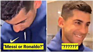 Cristian Romero's reaction when a fan asked "Messi or Ronaldo?"