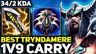 RANK 1 BEST TRYNDAMERE IN THE WORLD 1V9 CARRY GAMEPLAY! | League of Legends