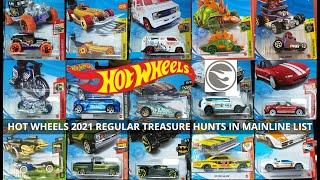 All Completed Hot Wheels 2021 Regular Treasure Hunt Series in Mainline List (feat. Licensed Cars)