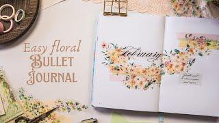 February Floral Garland Bullet Journal Theme Setup 