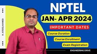 NPTEL Important Dates for JAN-APR 2024 Courses