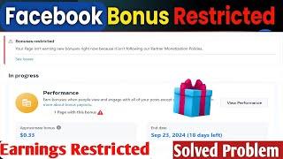 How To Fix Facebook Bonus Earning Restricted Monetization Problem  Solve Bonus Earning Restricted