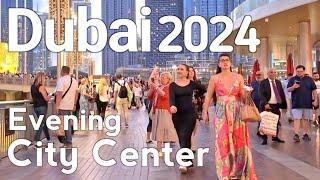 Dubai [4k] Amazing Evening City Center, Burj Khalifa Walking Tour 