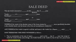 SALE DEED// LECTURE 8//THE LAW OF PLEADING  AND DRAFTING//THE SIMPLE FORMAT DRAFTING SALE DEED.