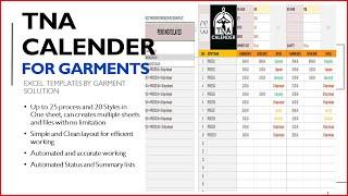 Garment Production TNA Excel Template Tutorial in Excel |