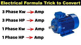 3 Phase and Single Phase Motor Amps Calculation with Short Trick for Electrical Interview