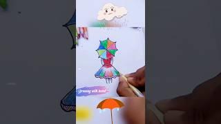 How to drawing a cute girl with umbrella #umbrella #rain #girl #colors #shorts #art #drawing #yt