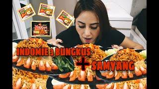 ASMR MUKBANG!!! Tiga bungkus indomie + Samyang