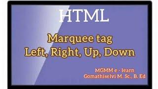 Marquee tag in HTML/ Scrolling text in web page/ Marquee direction in HTML... tamil