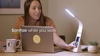 OttLite Thrive LED Sanitizing Desk Lamp with Clock and USB Charging