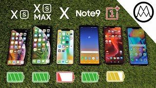 iPhone XS / XS Max vs Galaxy Note 9 vs iPhone X Battery Life DRAIN TEST