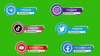 Top Social Media Lower-Thirds Green Screen Free Download