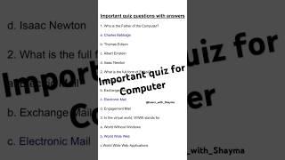 Basic Computer quizzes questions with answers #shortsvideo #computerbasics #quiz#gkfacts #viralvideo