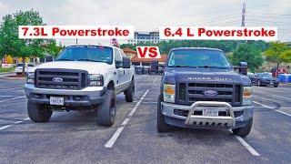 6.4L Powerstroke VS 7.3L Powerstroke Race & Sound Test