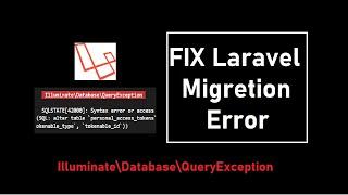 Fix Laravel 8 Migration Error || PDO Query Exception