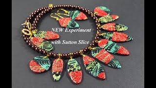 my way to do a sutton slice on polymer clay tutorial FIMO jewelry set earrings & collier