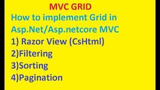 How to Use MVC Grid in ASP.NET MVC |C#|Razor| Pagination | Sorting | Filtering |NonFactors.Grid.Mvc6