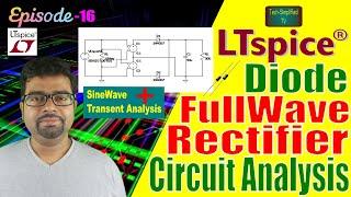 LTSpice (v24): FullWave Rectifier Circuit Using Diode 1N4007 | Response by Transient Analysis