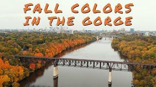 Fall Colors Along the Mississippi River Gorge in Minneapolis, Minnesota - Epic Drone Footage