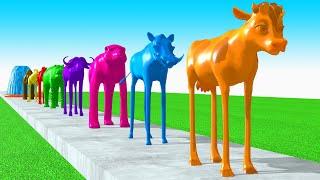 Paint Animals Long Legs Cow Cartoon,Buffalo,Bull,,yak,Ox,Dinosaur Fountain Crossing Animal Game