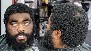 TRANSFORMATION HE PAID$350 FOR THIS HAIRCUT/ 3 MONTH WOLF/ FADED BEARD/ HAIRCUT TUTORIAL