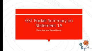 GST Pocket Summary on Statement 1A error #Gstrefund