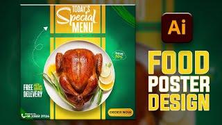 Illustrator CC Tutorial | Graphic Design | Restaurant Food Poster Design