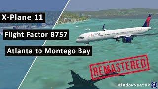 X-Plane 11 FlightFactor B757 DELTA 317 Atlanta to Montego Bay Jamaica Flight Passenger Wing View