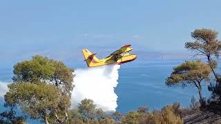 Hellenic Air Force Canadair CL-215 water bombers in action