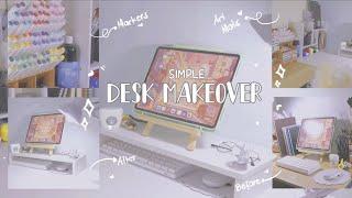  SIMPLE DESK MAKEOVER | organizing my art materials | ( my drawing table set up)