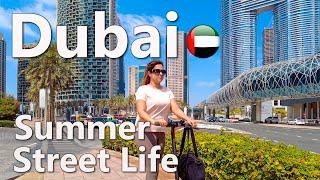 Dubai Downtown Summer Street Life Walking Tour 4K