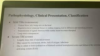 TBI Series 2: Pathophysiology, Clinical Presentation, Recovery Rate