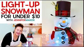 DIY Light-Up Snowman for Under $10 | Dollar Tree Christmas DIY Craft