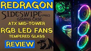 Carcasa PC gaming REDRAGON Sideswipe Pro review / RGB Led Fans Tempered Glass Mid Tower Gaming case