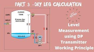 DP TYPE LEVEL TRANSMITTER DRY LEG CALCULATION #dryleglevelmeasurement #drylegmethod