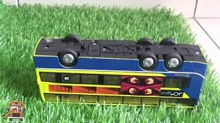 London double deckers bus toy falls to the deep crane rescue him Bus toys collection for children