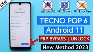 Tecno Pop 6 (Be7) Frp Bypass/Unlock Google Account Lock Without PC - Pin Lock Sim Method Fail 2023