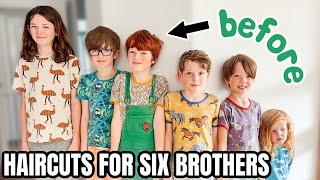 HAIRCUTS FOR MY SIX BOYS! HUGE TRANSFORMATION | Mom of 10 w/ Twins + Triplets