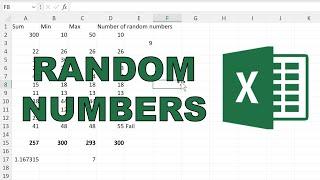 Generate random numbers that add up to a certain amount in excel