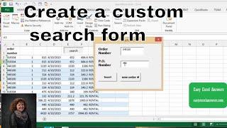 How to create a custom search form in Excel