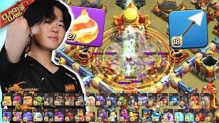 Gaku uses EVERY TROOP with FIREBALL and GIANT ARROW! INSANE ARMY! Clash of Clans