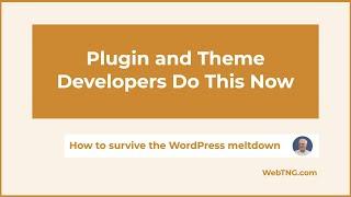 WordPress Plugin and Theme Developers Do This Now